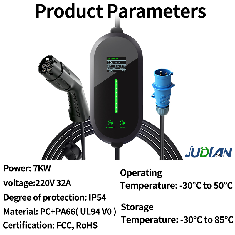 Портативное зарядное устройств – обзор и цена Portable Ev Charger 32A Type 2 Cee Plug